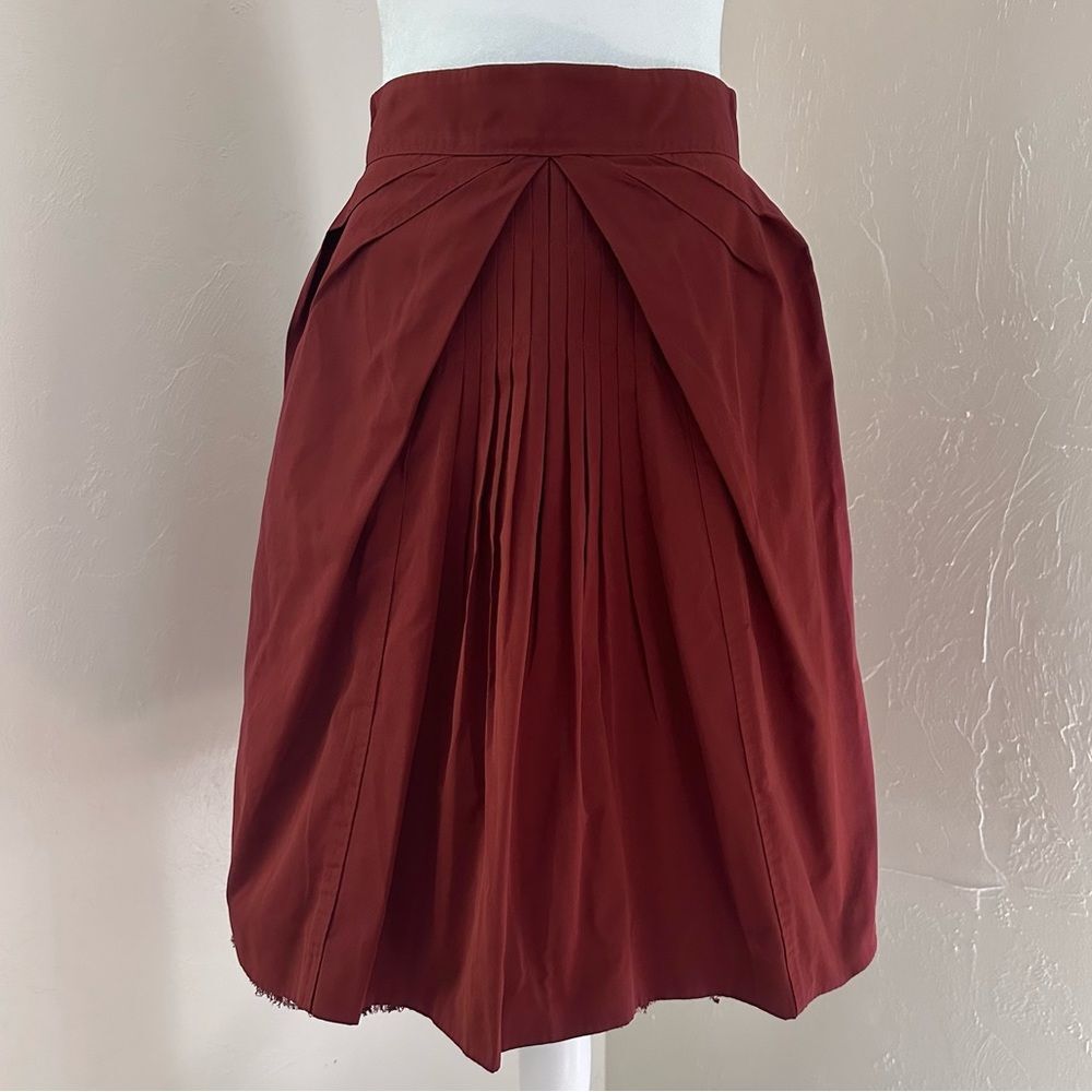 Louis Vuitton Burgundy Red Lace Ruffle Trim Skirt Size 38 FR 6 US